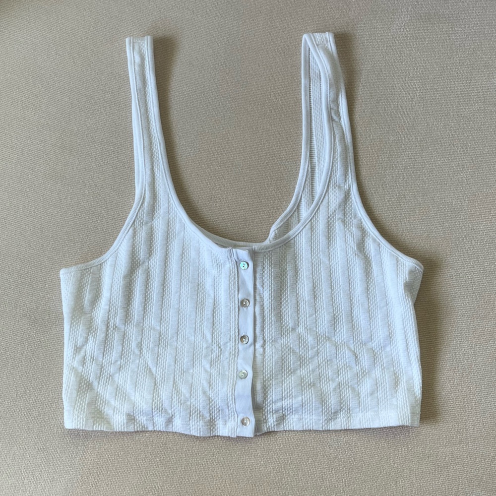 NWOT Free People Textured White Top, L